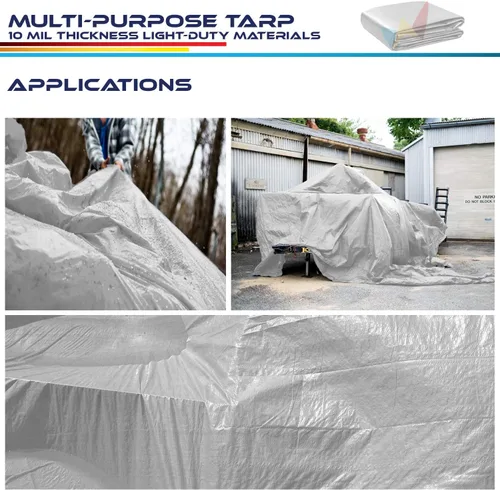 Vista 6 de Windscreen4less Lona de polietileno blanca impermeable de 26 x 40 pies de 0.394 in