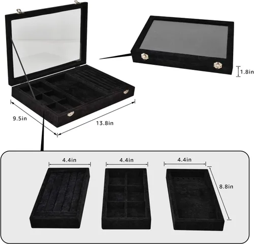 Vista 2 de VIEFIN Organizador de joyas organizador de aretes soporte para pulsera estuche de joyería de viaje organizador de collares platos apilables