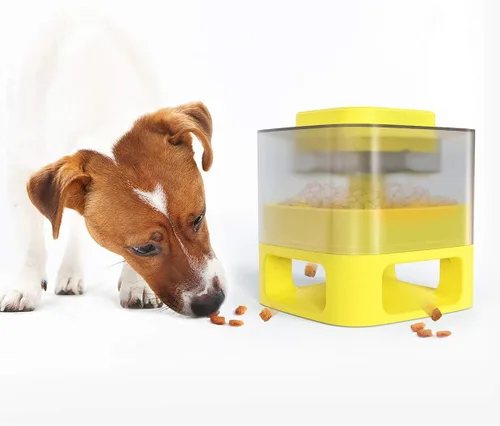 Vista 4 de Comedero automático para perros, dispensador de comida para perros, botón interactivo, rompecabezas para perros, juguetes dispensadores