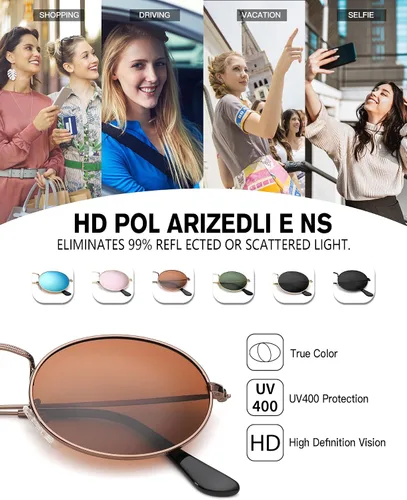 Vista 5 de Pro Acme Lentes de sol polarizados de metal ovalados retro para mujeres y hombres, pequeños tonos vintage de los años 90