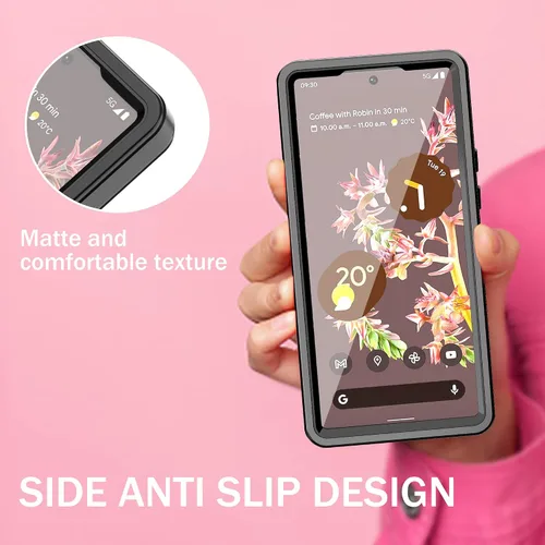 Vista 4 de Mangix Funda impermeable para Google Pixel 6A, IP68, a prueba de polvo, a prueba de golpes, con protector de pantalla integrado, cubierta protectora