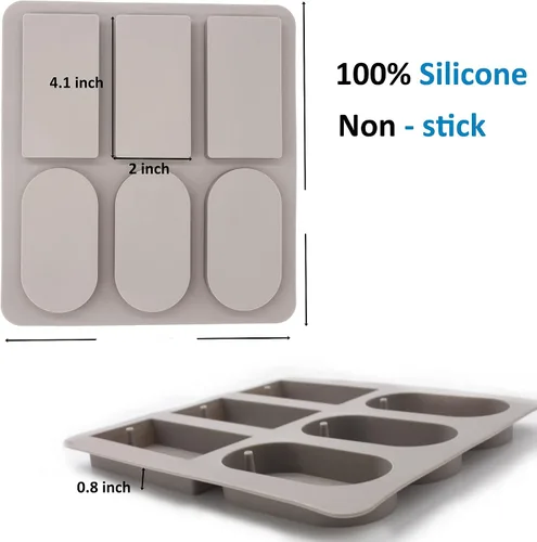 Vista 5 de X-Haibei Molde de jabón redondo rectangular con agujero, 4.1 pulgadas para aromaterapia y jabón de lufa en una cuerda, silicona resistente de grado