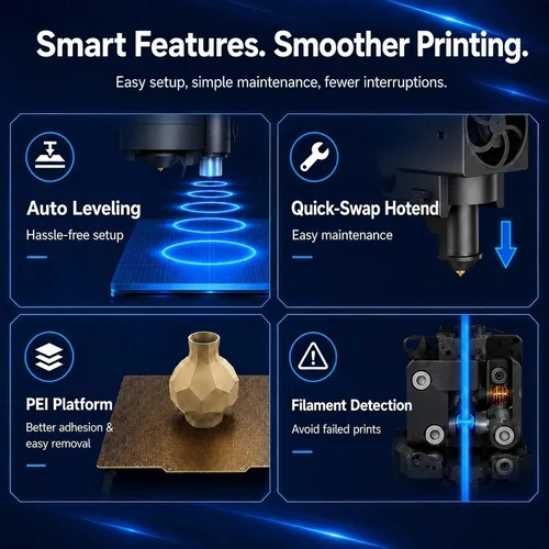 Vista 5 de Impresora 3D Entina Tina2 Plus, impresión rápida de 9.843 in/s, control de aplicación WiFi Azul profundo