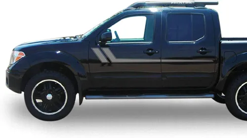 Vista 5 de Calcomanía gráfica de vinilo con rayas laterales compatibles con Nissan Frontier Navara 2004 - Presente (negro)