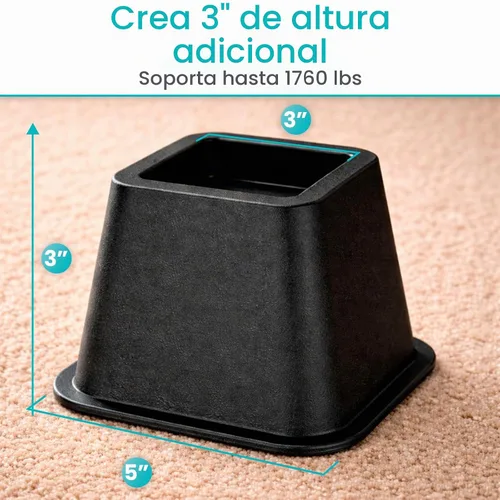 Vista 3 de Vive Elevadores de cama resistentes (paquete de 4, 3 pulgadas), elevadores de muebles para sofá, mesa, escritorio, silla y dormitorio, elevadores