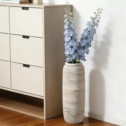Vista 4 de ALMA Jarrón blanco alto para piso, jarrón extra grande de 18'' para ramo de flores secas de hierba de las pampas, jarrones grandes de cerámica