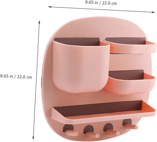 Vista 3 de Estante de pared para baño, estante para colocar sobre el gabinete, estantes de cocina de polipropileno rosa, estante organizador de baño