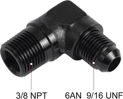 Vista 2 de EVIL ENERGY Adaptador de ajuste de 6AN a 3/8" NPT macho de 90 grados, aluminio