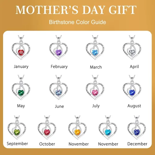 Vista 6 de Infinity Love Heart Birthstone Necklace for Women Jewelry, S925 Sterling Silver Heart Pendant Birthstone Necklace Women Gifts Valentines Mothers Day