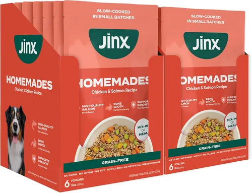 Vista 15 de Jinx Comida Húmeda para Perros Sin Granos de Res y Pollo, Comida o Mezcla en Complementos para Comida Seca, Hecha con Pollo Real, Caldo de Hueso