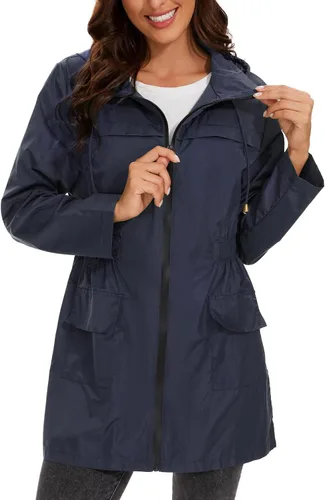 Vista 3 de Century Star Chaquetas de lluvia para mujer, impermeables, ligeras, cortavientos, con capucha, plegables