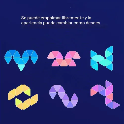 Vista 6 de WiFi Bluetooth 5V USB Triángulo Lámparas de atmósfera cuántica LED luz nocturna para juego dormitorio decoración creativa Lámparas de pared