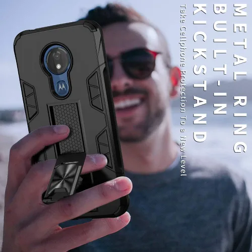 Vista 7 de Funda para Moto G7 Power de grado militar, funda con soporte para funda de soporte, funda resistente a prueba de golpes, funda protectora