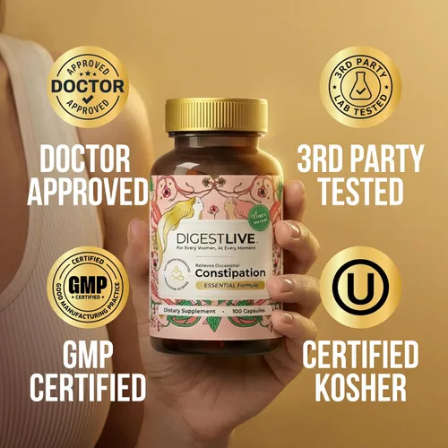Vista 6 de Laxante, alivio del estreñimiento para mujeres - Suavizante de heces - 100% natural - 100 cápsulas - Limpieza de colon femenino, desintoxicación