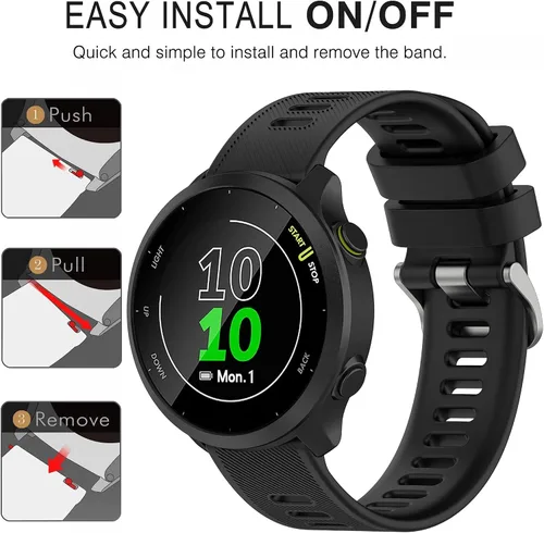 Vista 5 de Correa para Garmin Forerunner 55, banda de liberación rápida de repuesto para Garmin Forerunner 158 (sin rastreador, bandas de repuesto solamente)
