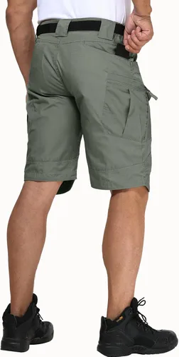 Vista 3 de URBEST Pantalones cortos tácticos para hombre, impermeables, transpirables, de secado rápido, para senderismo, pesca, con múltiples bolsillos