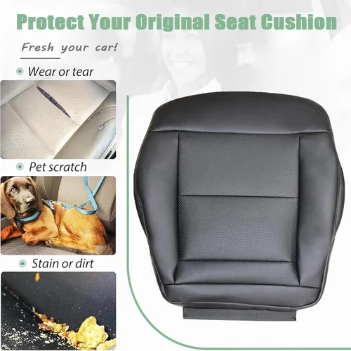 Vista 2 de Priprilod Funda de asiento de cuero negro para lado del conductor, parte inferior, de repuesto, compatible con Mercedes Benz E350 E550, modelo 2010
