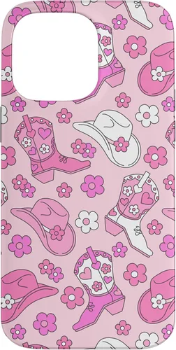 Vista 21 de iPhone 16 Pink Cowgirl Aesthetic Cowboy Boots Cowboy Hat Western Cute Case