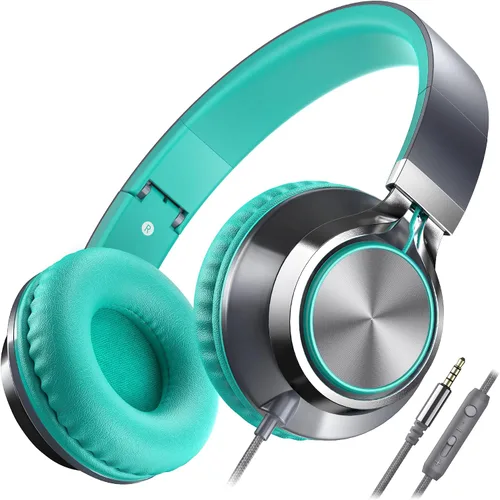 Vista 13 de Auriculares Ailihen C8, ligeros y plegables con micrófono para iPhone, iPad, iPod, teléfonos inteligentes Android, computadoras, laptop, Mac, Negro