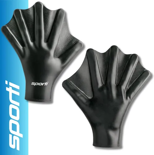 Vista 2 de Sporti Silicone Webbed Aquatic Gloves, Training Gear for Water Aerobics Silicona - Negro