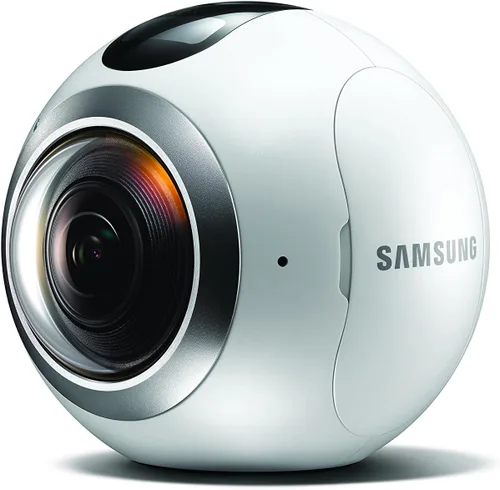 Vista 2 de Cámara alta resolución Samsung Gear 360 ° Real VR alta resolución (reparada certificada)., Versión estadounidense, Blanco