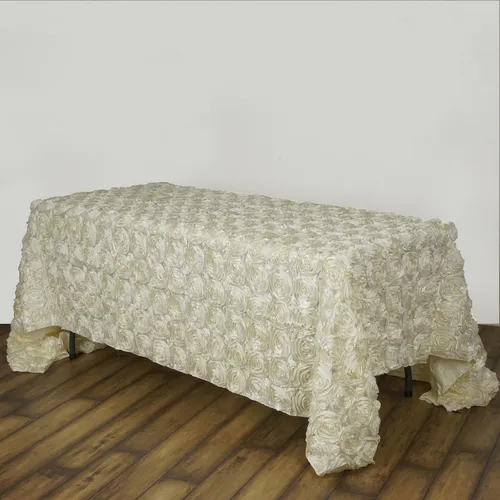 Vista 7 de BalsaCircle Mantel rectangular con rosetas elevadas de satén negro de 90 x 156 pulgadas, para bodas, fiestas, comedor