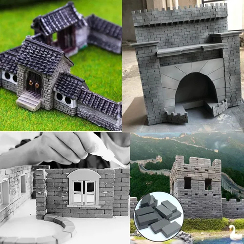 Vista 6 de Cayway 120 piezas de mini ladrillos pequeños para paisajismo, ladrillos en miniatura, ladrillos pequeños para manualidades, ladrillos falsos