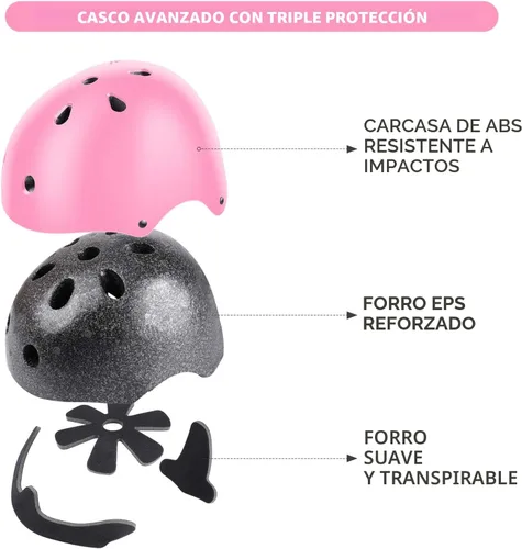 Vista 2 de DaCool Juego de casco de bicicleta para niños, rodilleras para patineta, coderas, muñequeras ajustables para niños de 3 a 10 años