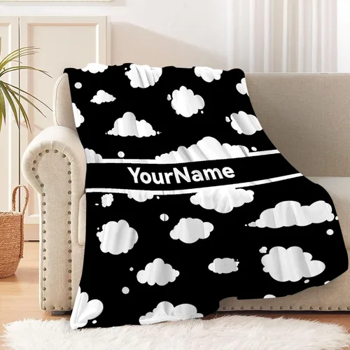 Vista 10 de Sumedha Manta de nube en blanco y negro, regalo de nube para niñas y niños, franela ligera súper suave, extra pequeña de 40 x 30 pulgadas