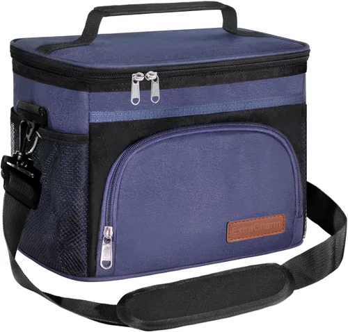 Vista 13 de ExtraCharm Lonchera aislada para mujeres/hombres, reutilizable, para la oficina, pícnic, senderismo, playa, hielera hermética con organizador