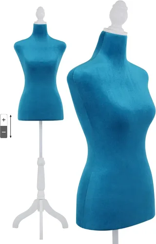 Vista 11 de Maniquí, maniquí de cuerpo femenino ajustable de 49.6-63.4 pulgadas, maniquí de vestido de madera maciza con soporte, maniquí de costura femenino