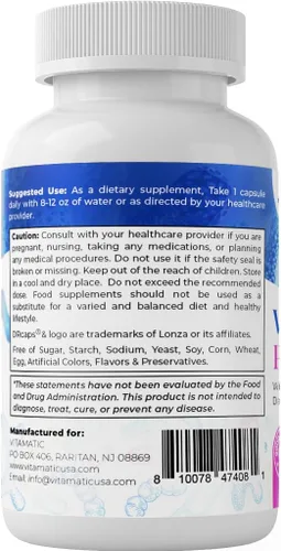 Vista 9 de Vitamatic Probióticos vaginales para mujeres – 20 mil millones de UFC, equilibrio de pH y control de olores, 60 cápsulas DR con prebióticos