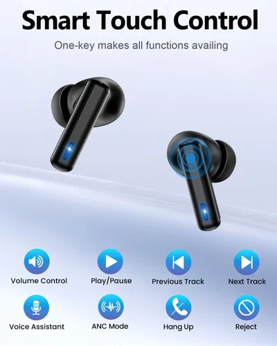 Vista 9 de Auriculares inalámbricos Bluetooth, auriculares con pantalla táctil, modo de transparencia con cancelación de ruido ANC ENC, graves profundos