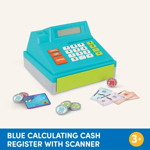 Vista 5 de Battat Caja registradora de juguete para niños, niños pequeños - 48 piezas con dinero de juguete, tarjeta de crédito - Juego de simulación - Más