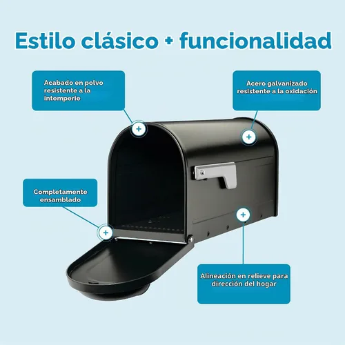 Vista 3 de Architectural Mailboxes - Buzón de correo de montaje en poste 8830B-10 Winston, color negro, tamaño mediano, con bandera de níquel