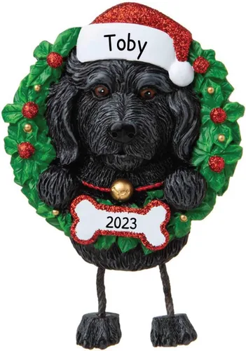 Vista 13 de Adornos de Navidad personalizados para perros 2024 – Corona de perro Beagle Adornos de Navidad para amantes de los perros, adorno de primera Navidad