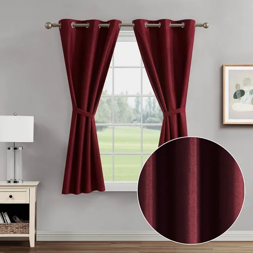Vista 18 de Creative Home Ideas Cortinas opacas – Paneles de cortina para oscurecer la habitación con alzapaños, cortinas legrae con ojales para ventana Azul