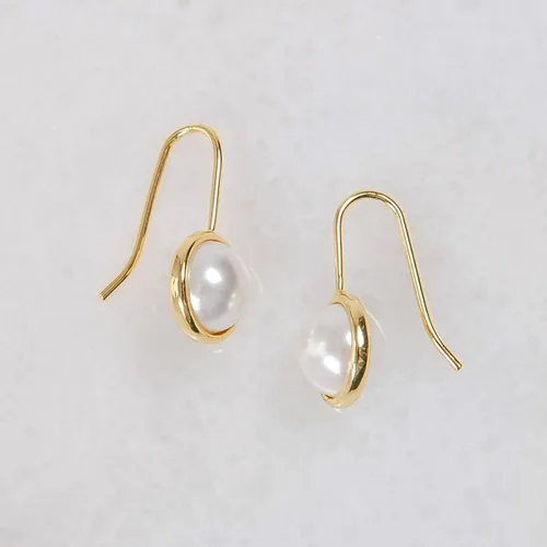 Vista 3 de Humble Chic Aretes colgantes de ópalo o perla para mujer, chapados en oro de 14 quilates o chapados en plata de ley 925, hipoalergénicos, seguros