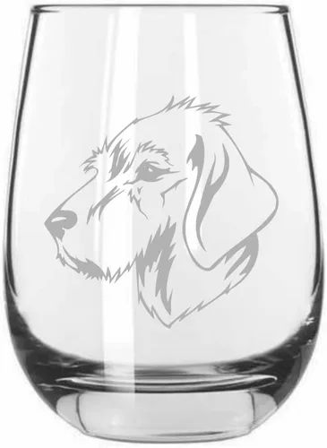 Vista 444 de Shar Pei (chino) - Vaso de vino sin tallo grabado para perro, 15.25 onzas
