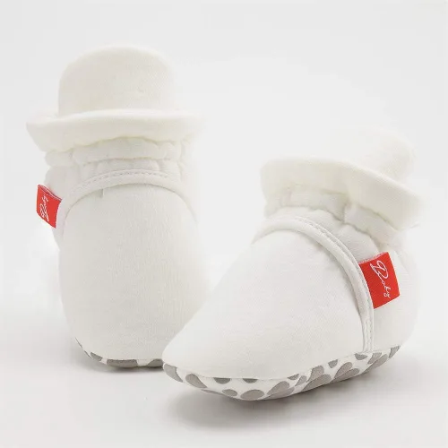 Vista 66 de Botines de forro polar para bebés, niños y niñas, pantuflas antideslizantes con agarre suave, zapatos de calcetín para recién nacidos, cuna