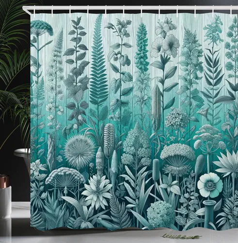 Vista 5 de Cortina de poliéster para regadera Ambesonne Decor Collection Verde azulado