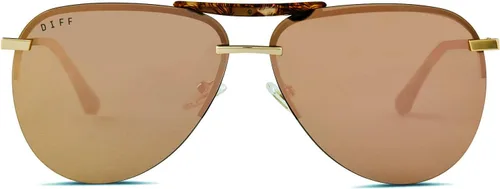 Vista 9 de DIFF Tahoe Designer Oversized Aviator Sunglasses for Women UV400 Protection Brushed Matte Gold Frames