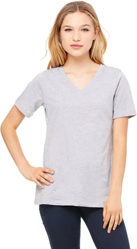 Vista 37 de Camiseta cuello en V relajada de BELLA + CANVAS Asfalto