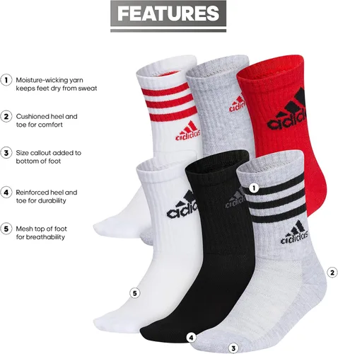 Vista 2 de adidas Kids-Boy'sGirl's Cushioned Angle Stripe Crew Socks (6-Pair)