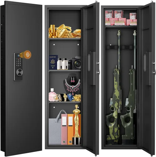 Vista 9 de Caja fuerte de pared de 135 cm entre los tachuelas, caja fuerte oculta con sistema de alarma dual y modo silencioso, caja fuerte de pared para armas