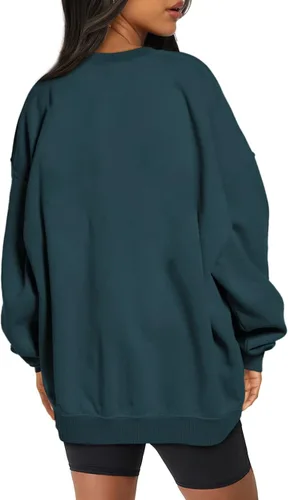 Vista 3 de Trendy Queen Sudaderas de gran tamaño para mujer, sudaderas con capucha de forro polar con cuello redondo, suéteres cómodos, ropa de otoño e