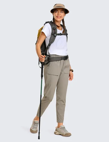 Vista 3 de CRZ YOGA Pantalones de senderismo ligeros de cintura alta para mujer, 26.5 pulgadas, para viajes, entrenamiento, casual, atléticos, con bolsillos