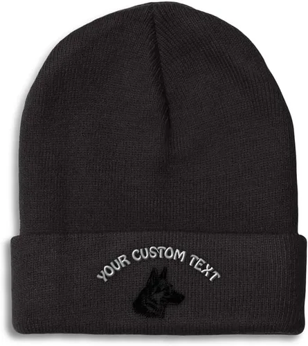 Vista 32 de Gorros personalizados para hombre, sombreros de invierno bordados de cabeza de pastor alemán negro para mujer, gorra de cráneo de acrílico, 1