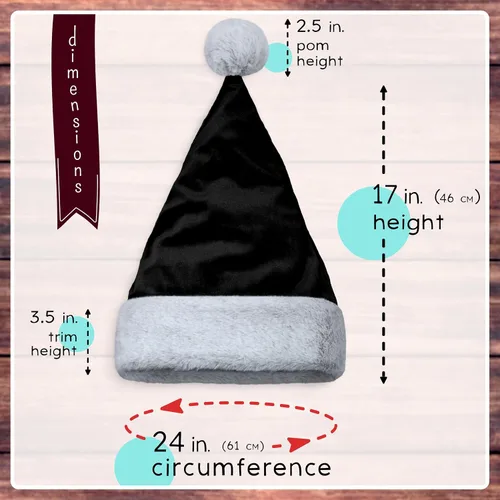 Vista 3 de Sombrero de Santa Hexonomy, Terciopelo, Borde de Piel Sintética - Suave y Cálido Peludo, Tocado de Navidad de Lujo - Adulto, Talla Única, Talla única