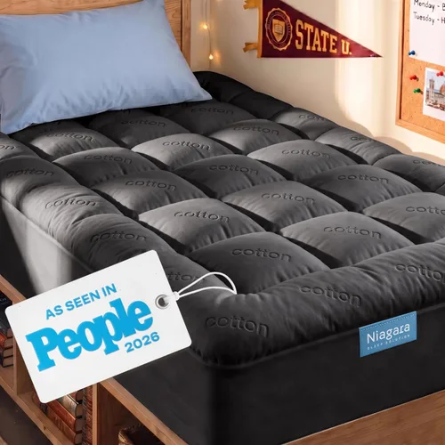 Vista 11 de Niagara Sleep Solution 100% Cotton Top Cooling Mattress Topper - Twin Size Cloud-Like Mattress Pad, Breathable, 20" Deep Pocket, Back Pain Relief